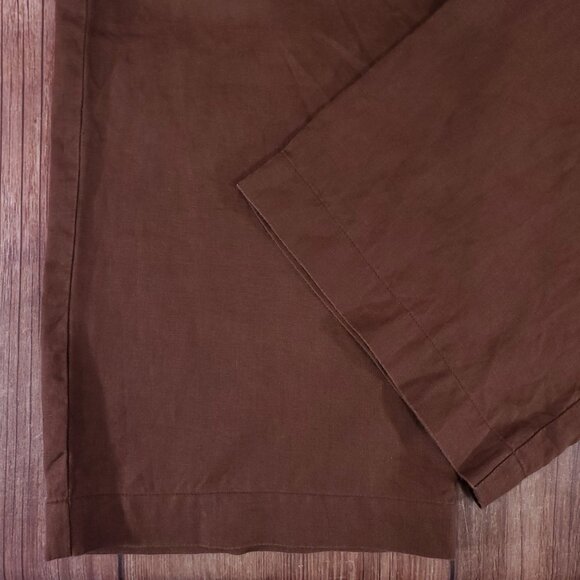 Eileen Fisher Womens Small 100% Organic Linen Wide Leg Pull On Pants Brown - Picture 5 of 12